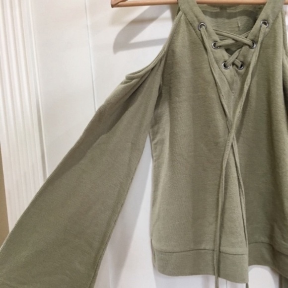 J.o.a Lace Up Cold Shoulder Top - Picture 2 of 4